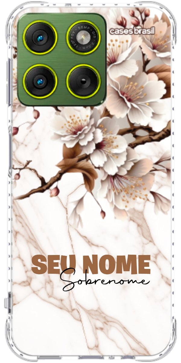 Capinha para Celular Mármore Sépia Floral