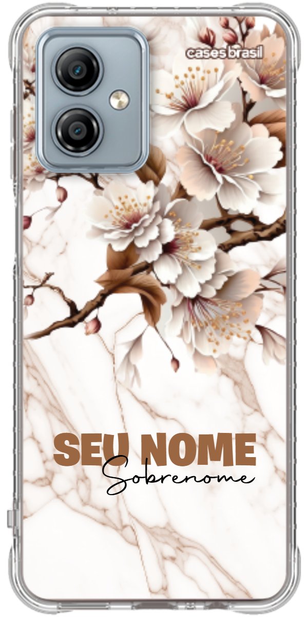 Capinha para Celular Mármore Sépia Floral