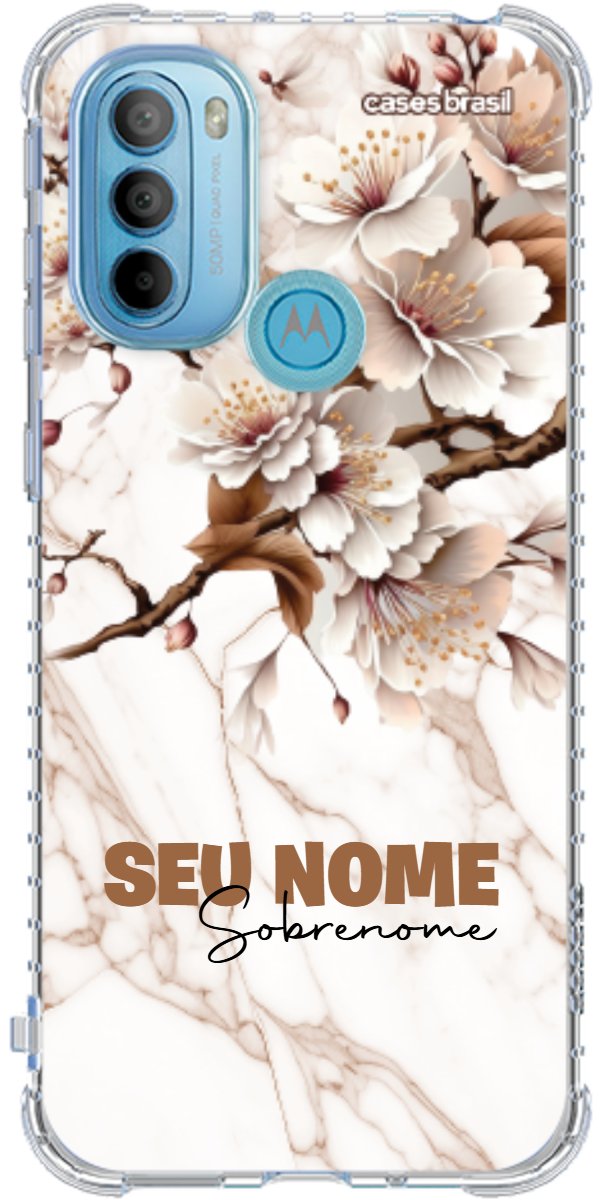 Capinha para Celular Mármore Sépia Floral