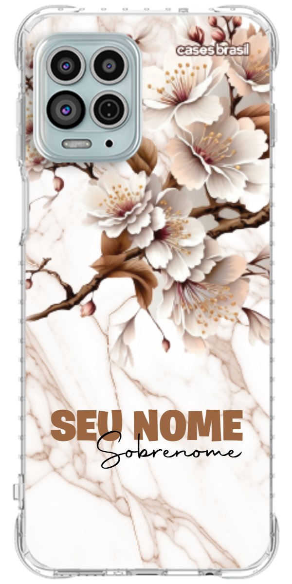 Capinha para Celular Mármore Sépia Floral