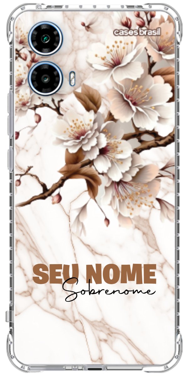 Capinha para Celular Mármore Sépia Floral