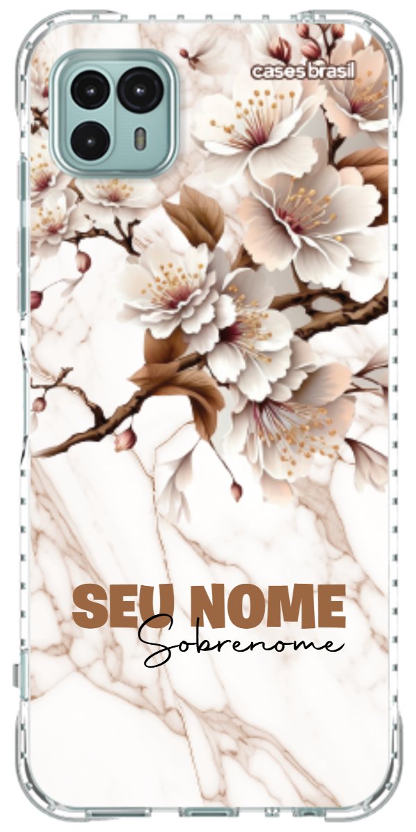 Capinha para Celular Mármore Sépia Floral