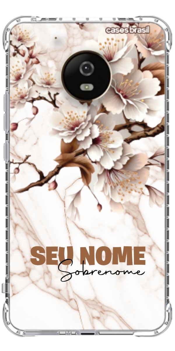 Capinha para Celular Mármore Sépia Floral