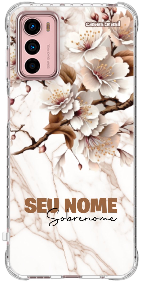 Capinha para Celular Mármore Sépia Floral