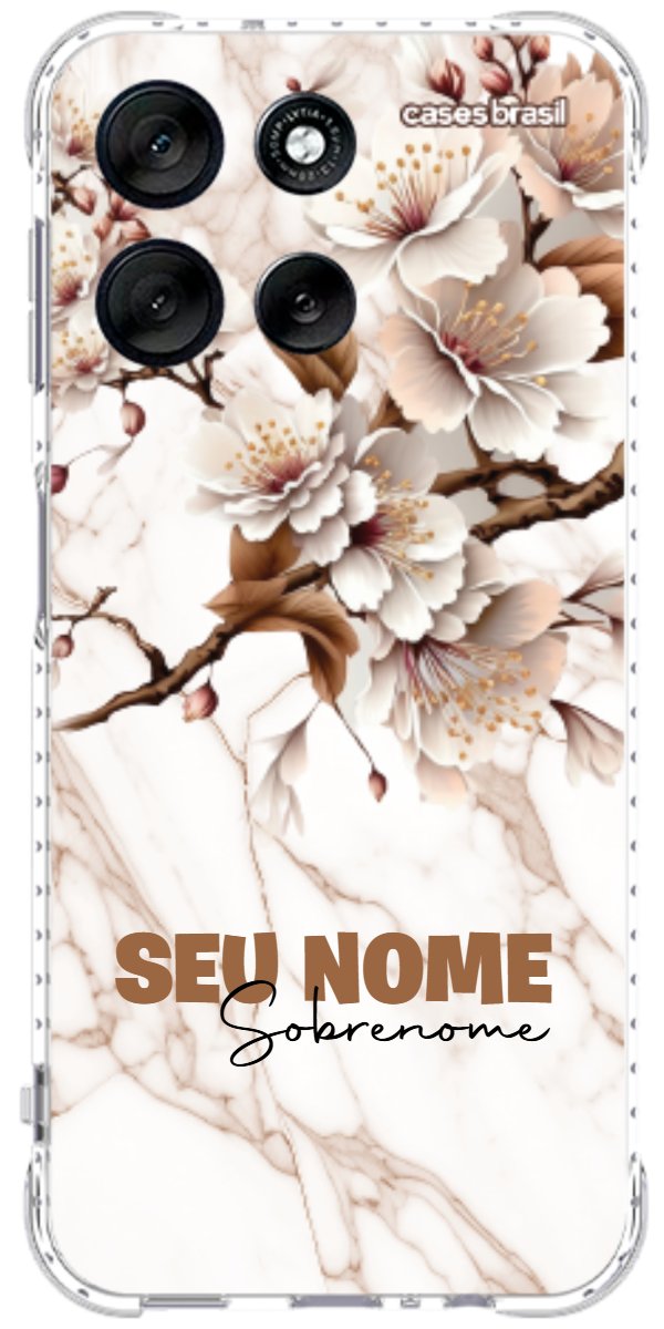 Capinha para Celular Mármore Sépia Floral