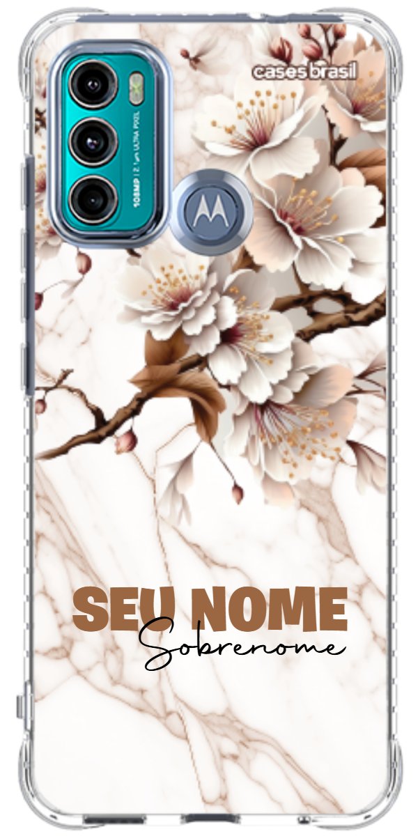 Capinha para Celular Mármore Sépia Floral