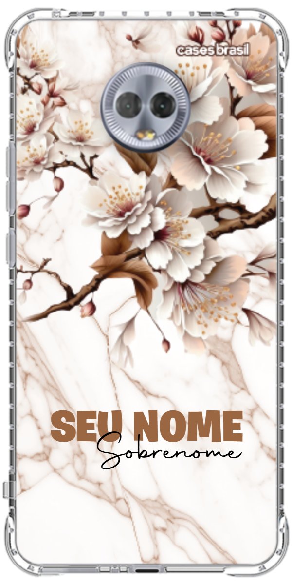 Capinha para Celular Mármore Sépia Floral