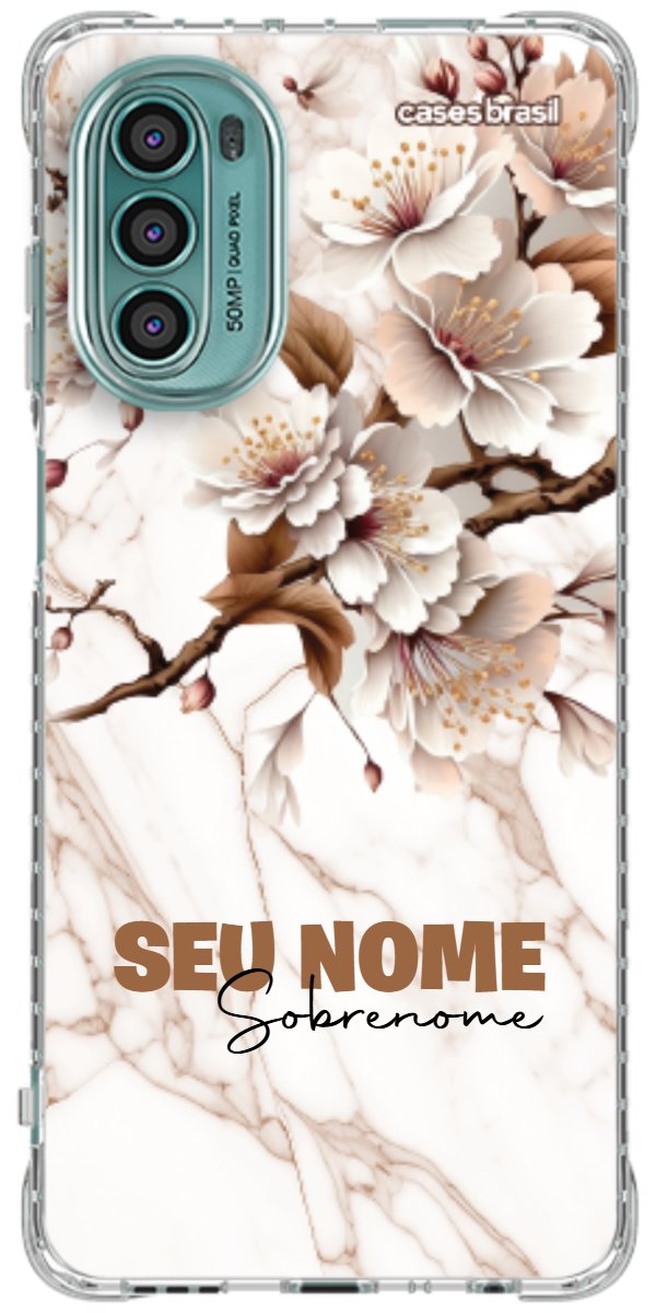 Capinha para Celular Mármore Sépia Floral