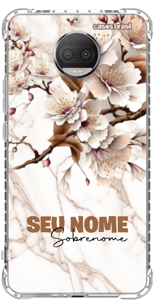 Capinha para Celular Mármore Sépia Floral