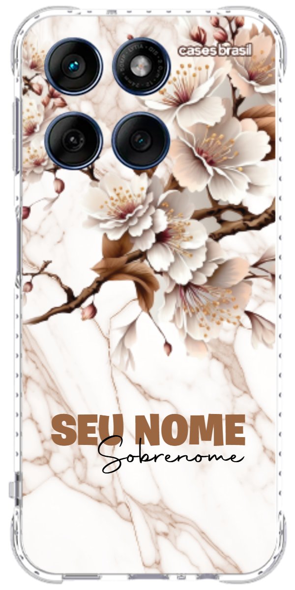 Capinha para Celular Mármore Sépia Floral