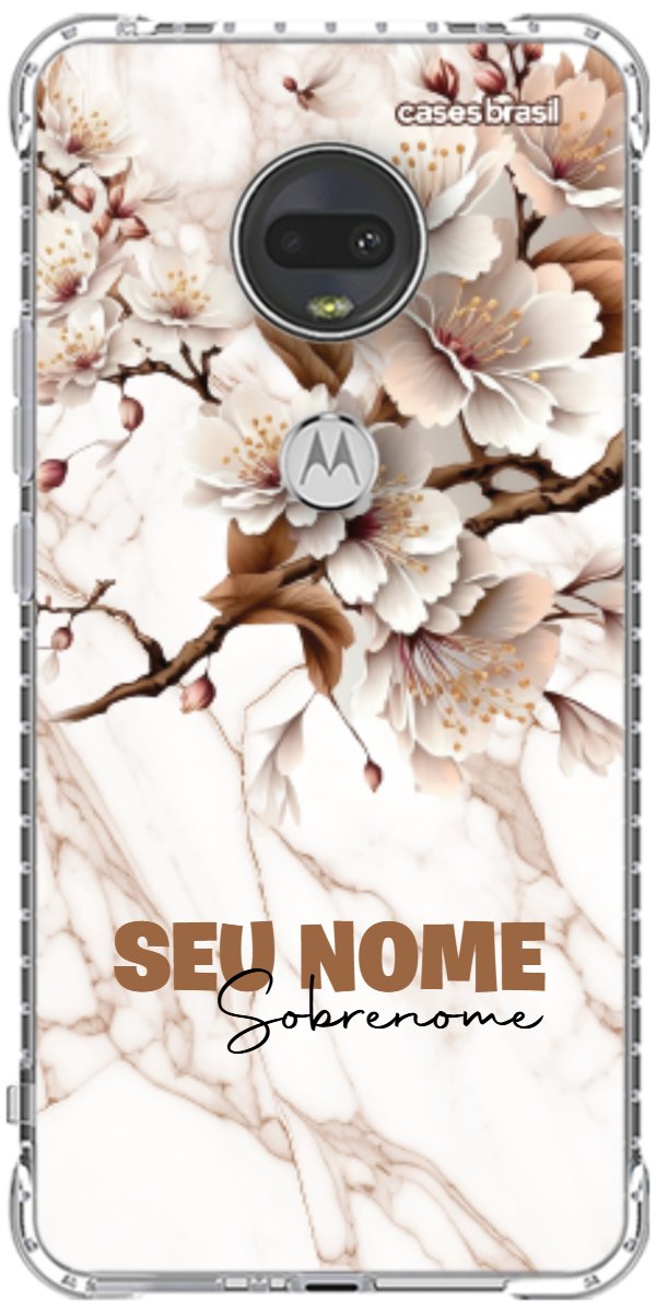 Capinha para Celular Mármore Sépia Floral