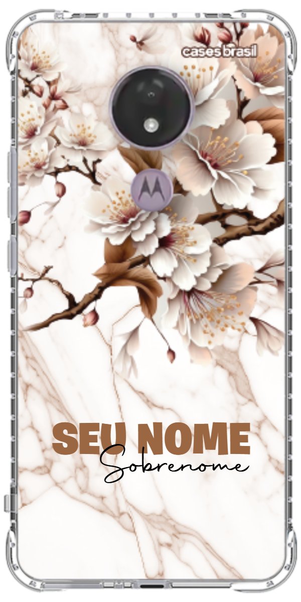 Capinha para Celular Mármore Sépia Floral