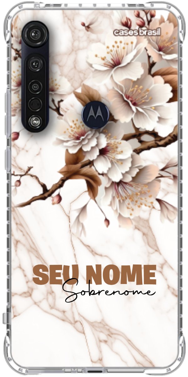 Capinha para Celular Mármore Sépia Floral