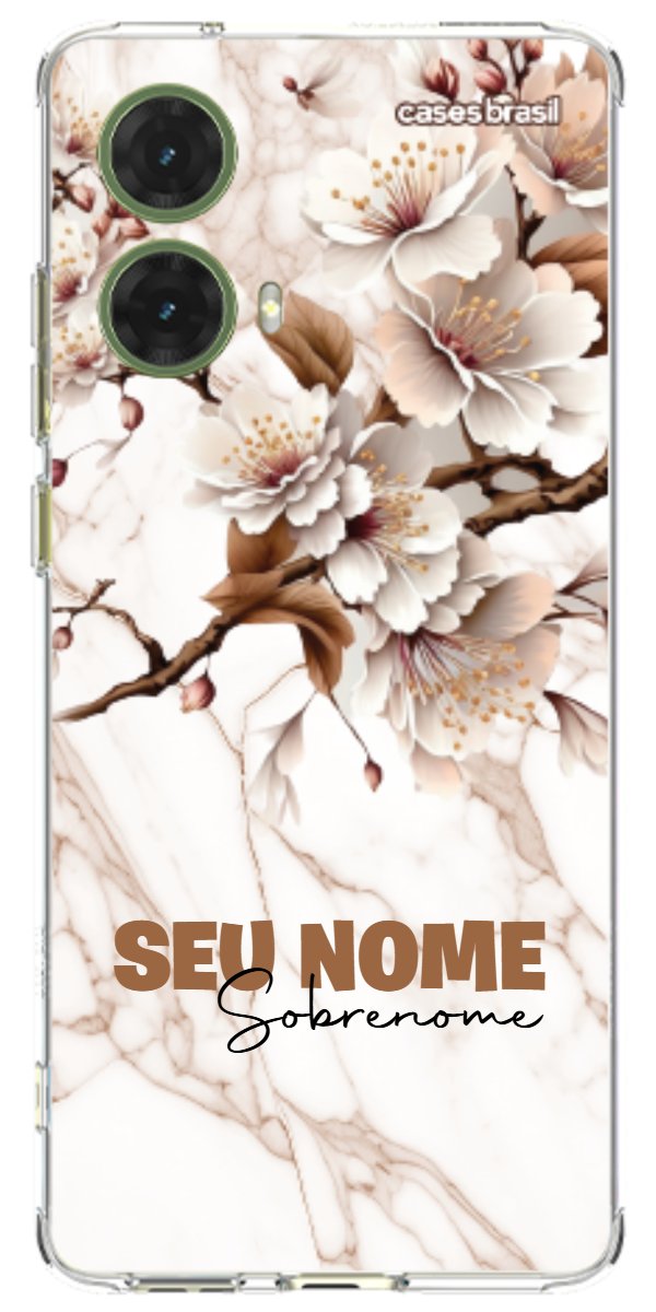 Capinha para Celular Mármore Sépia Floral