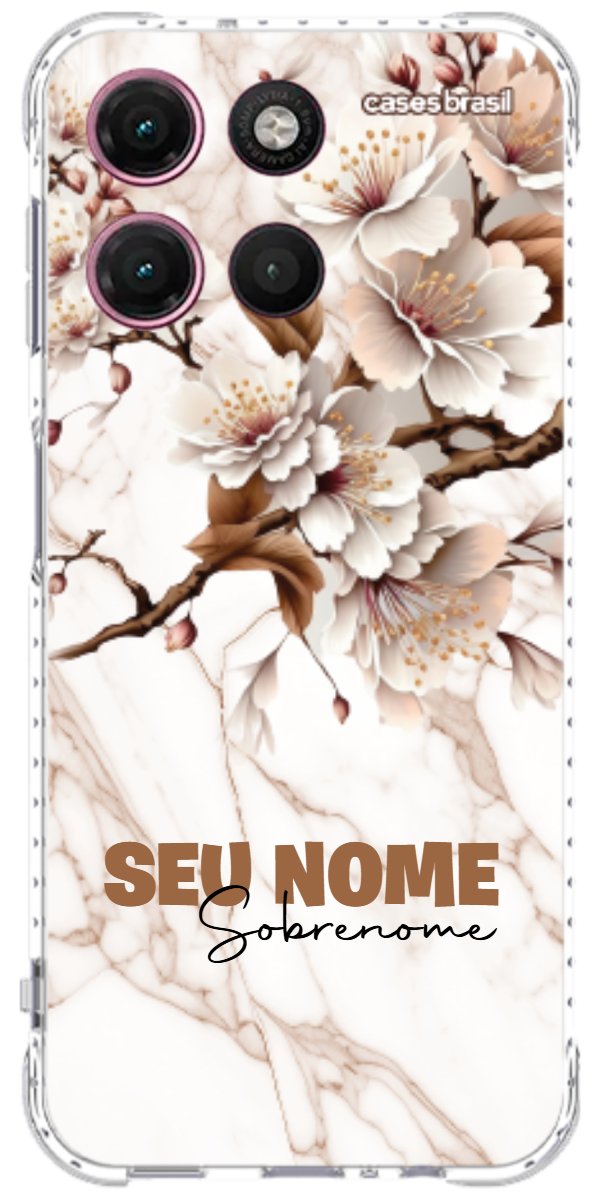 Capinha para Celular Mármore Sépia Floral