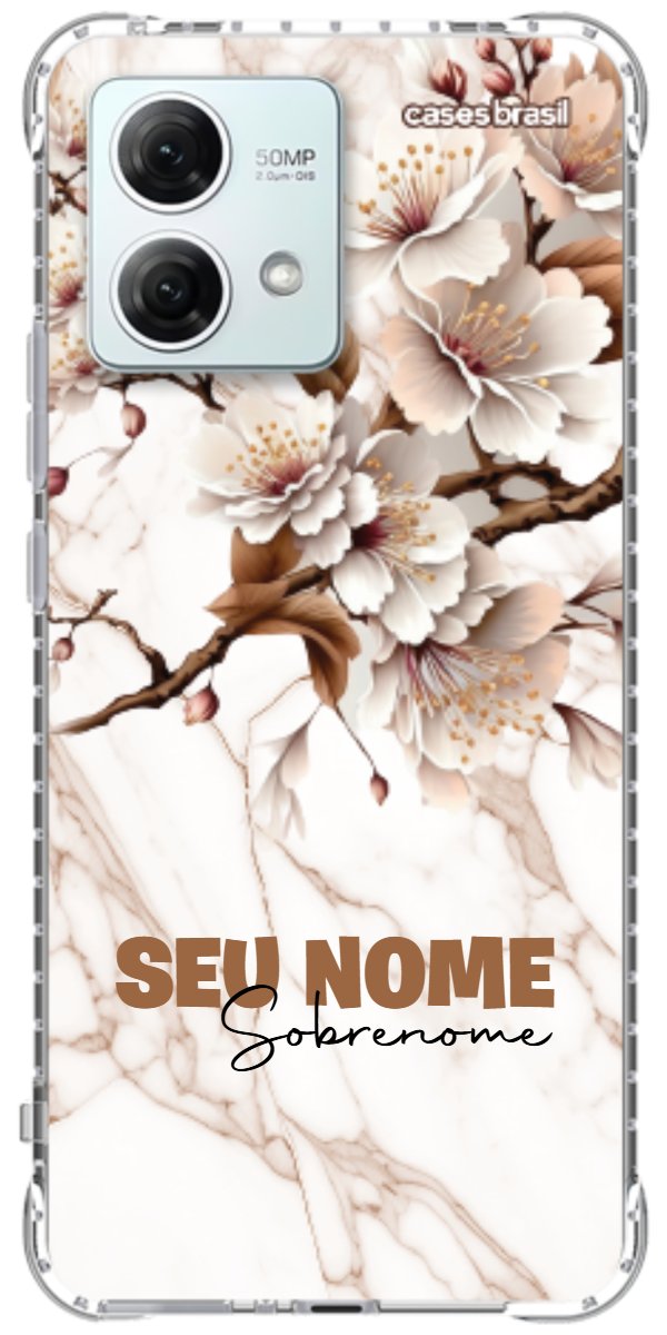 Capinha para Celular Mármore Sépia Floral