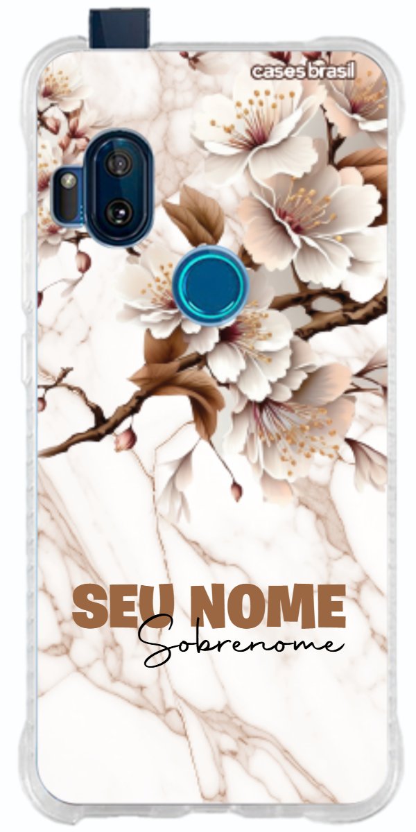 Capinha para Celular Mármore Sépia Floral