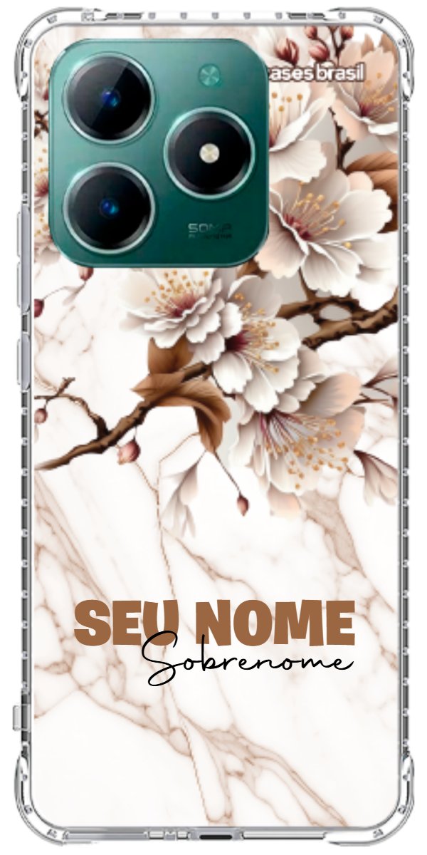 Capinha para Celular Mármore Sépia Floral