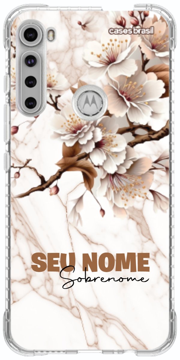 Capinha para Celular Mármore Sépia Floral
