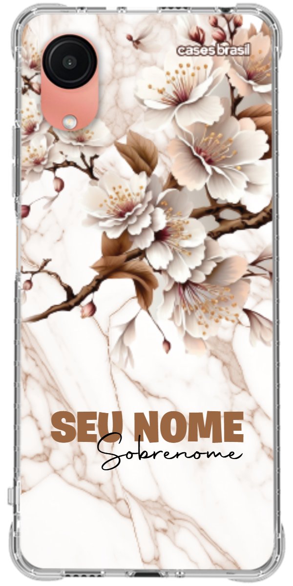Capinha para Celular Mármore Sépia Floral