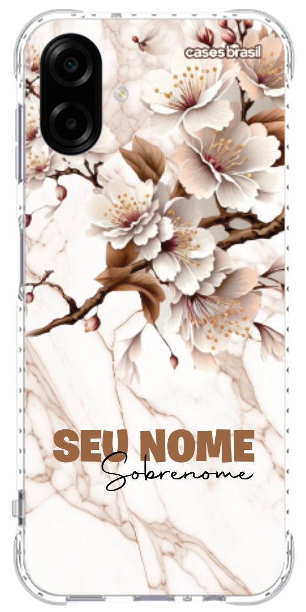 Capinha para Celular Mármore Sépia Floral
