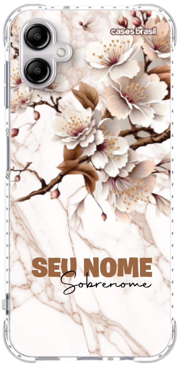 Capinha para Celular Mármore Sépia Floral
