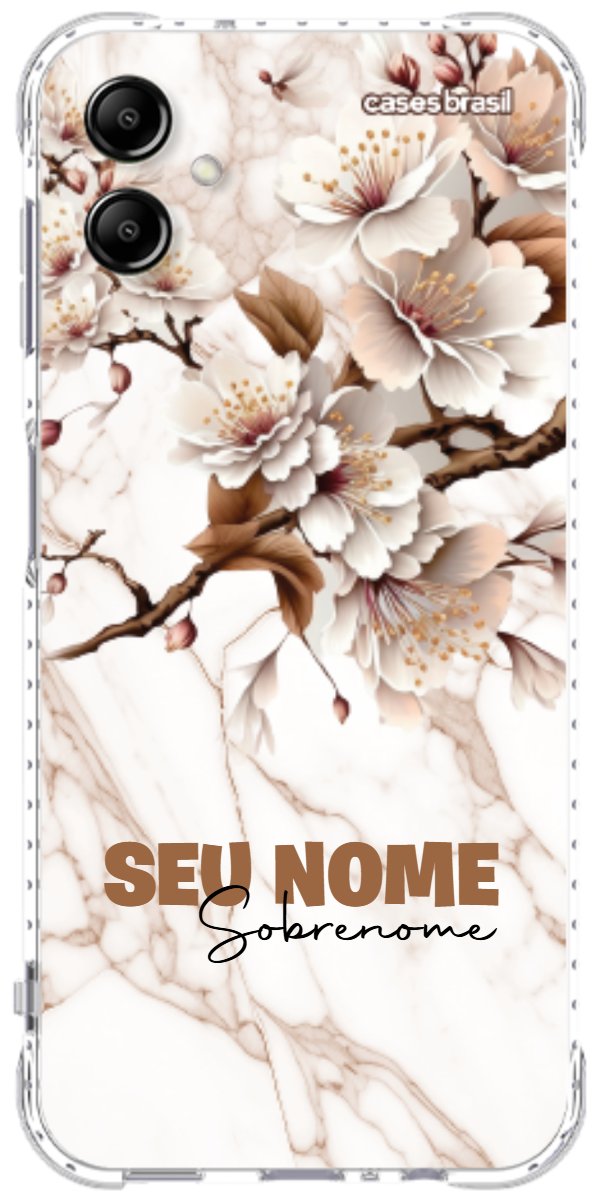 Capinha para Celular Mármore Sépia Floral