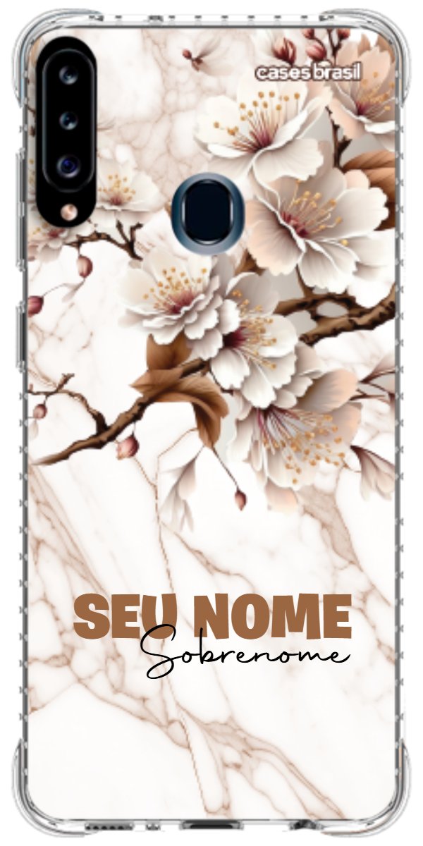 Capinha para Celular Mármore Sépia Floral