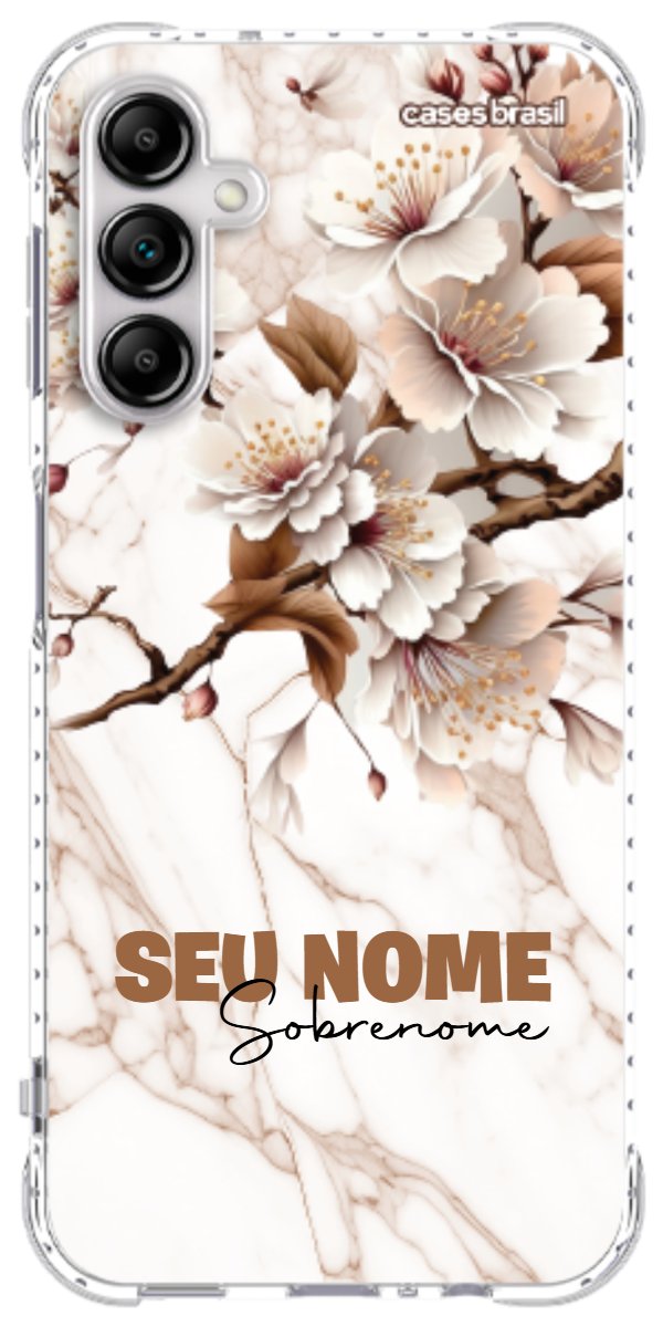 Capinha para Celular Mármore Sépia Floral