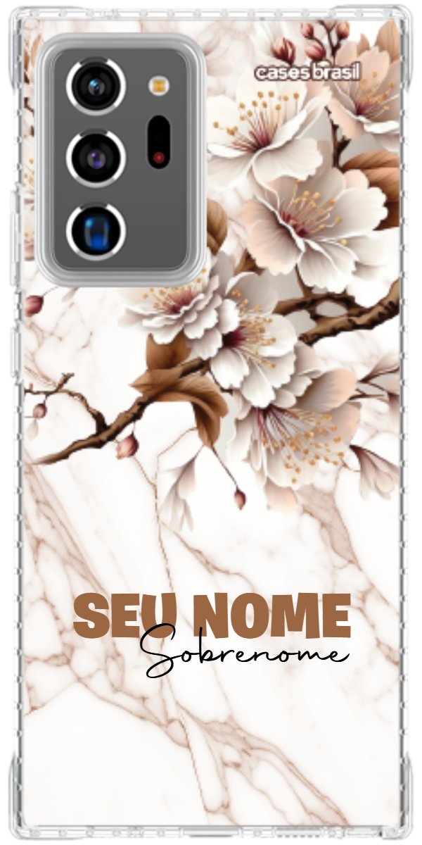 Capinha para Celular Mármore Sépia Floral