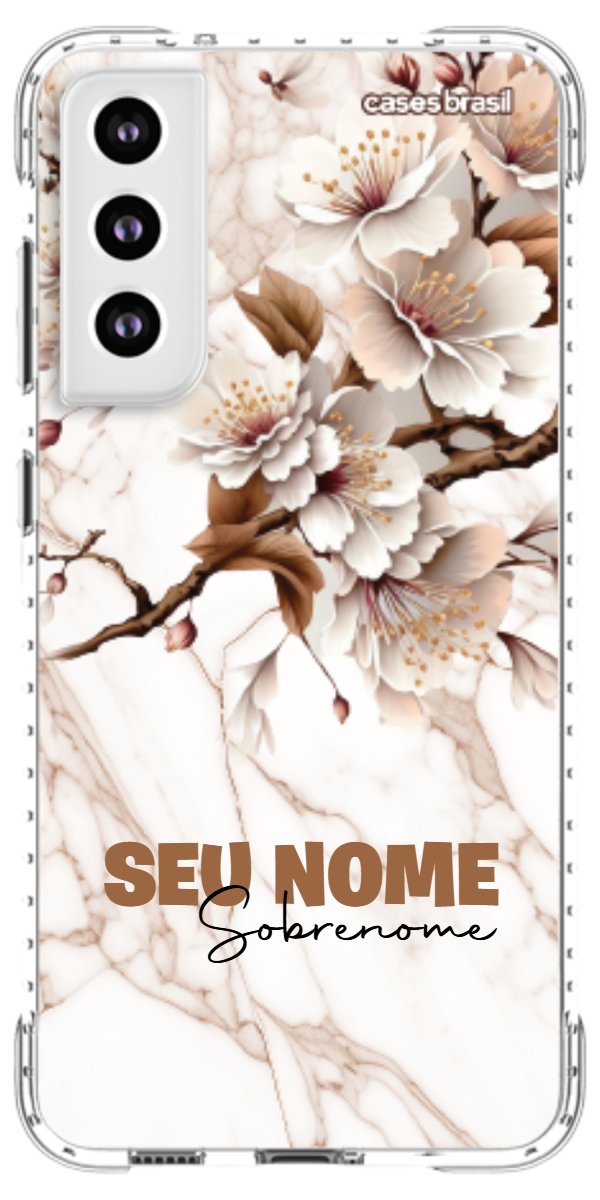 Capinha para Celular Mármore Sépia Floral