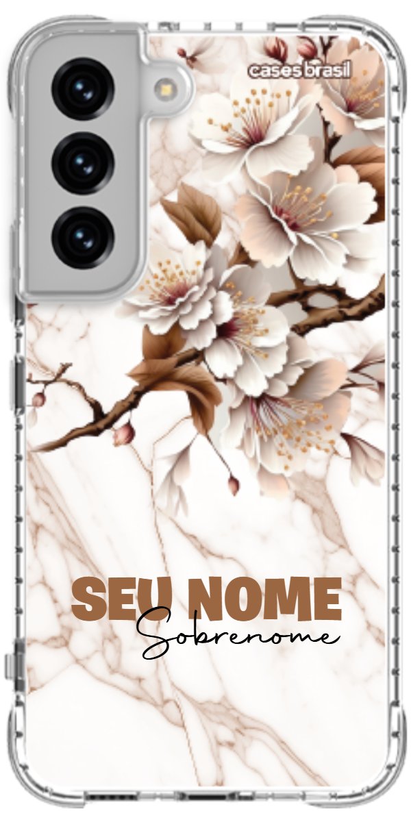 Capinha para Celular Mármore Sépia Floral