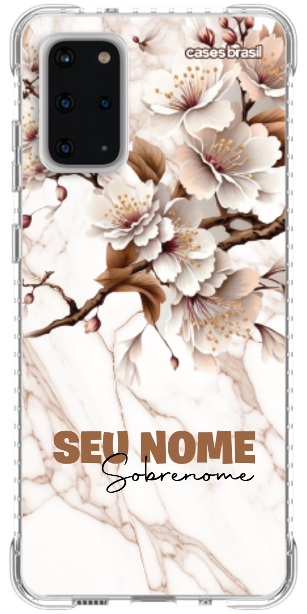 Capinha para Celular Mármore Sépia Floral