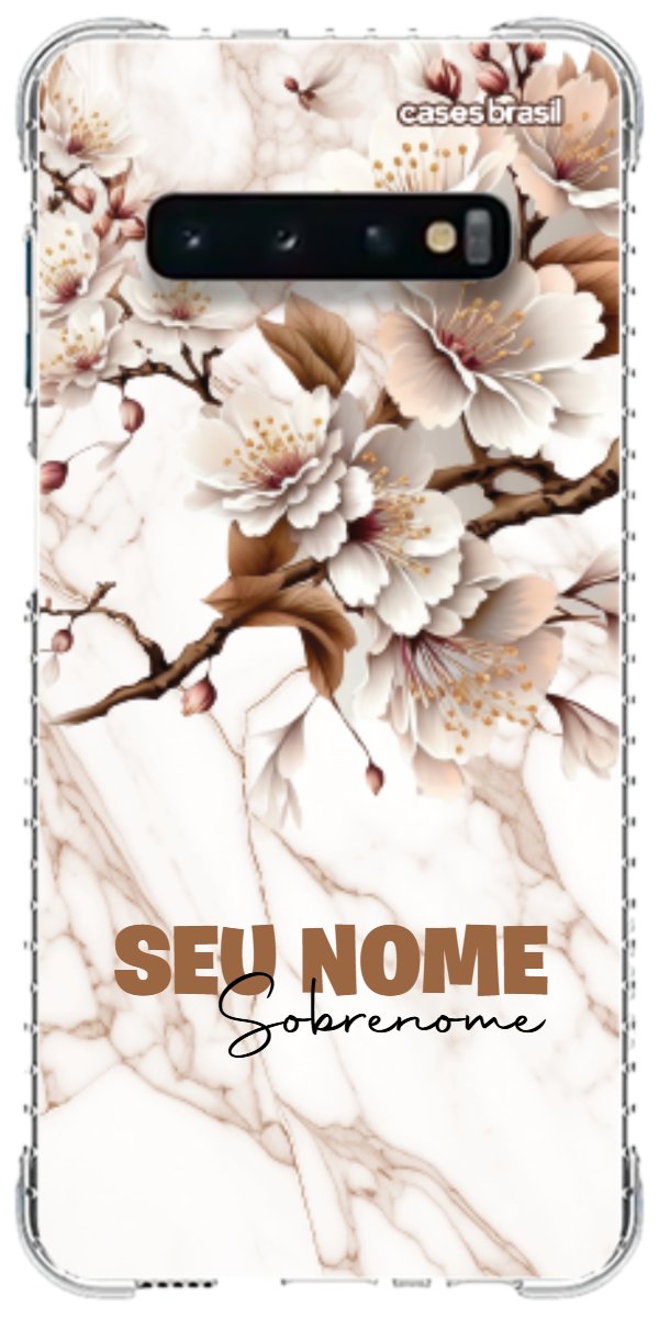 Capinha para Celular Mármore Sépia Floral