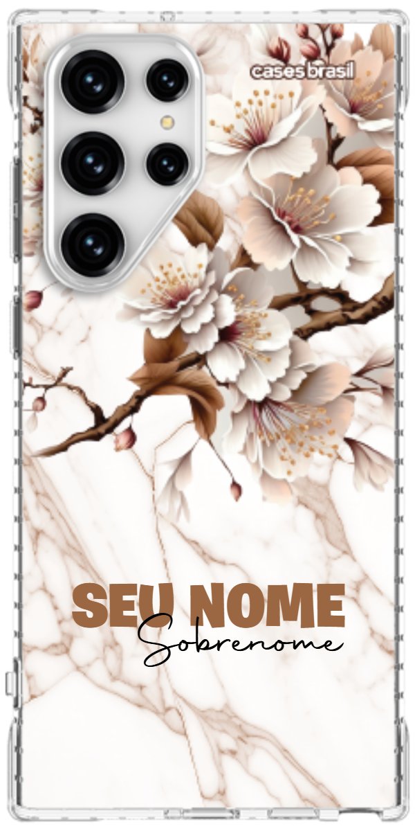 Capinha para Celular Mármore Sépia Floral