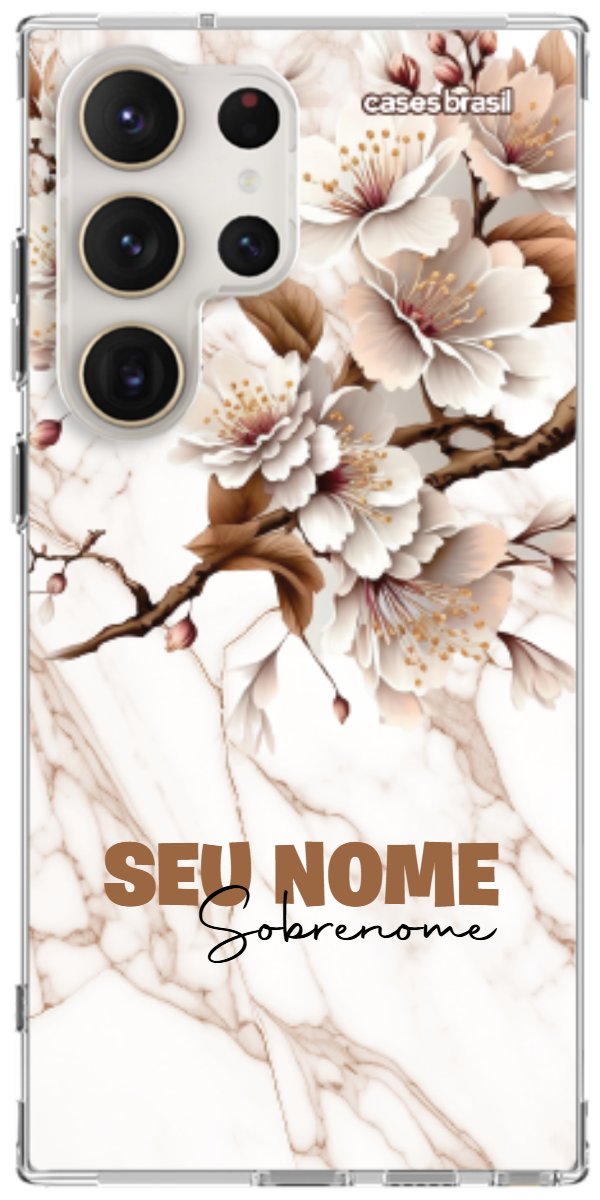 Capinha para Celular Mármore Sépia Floral
