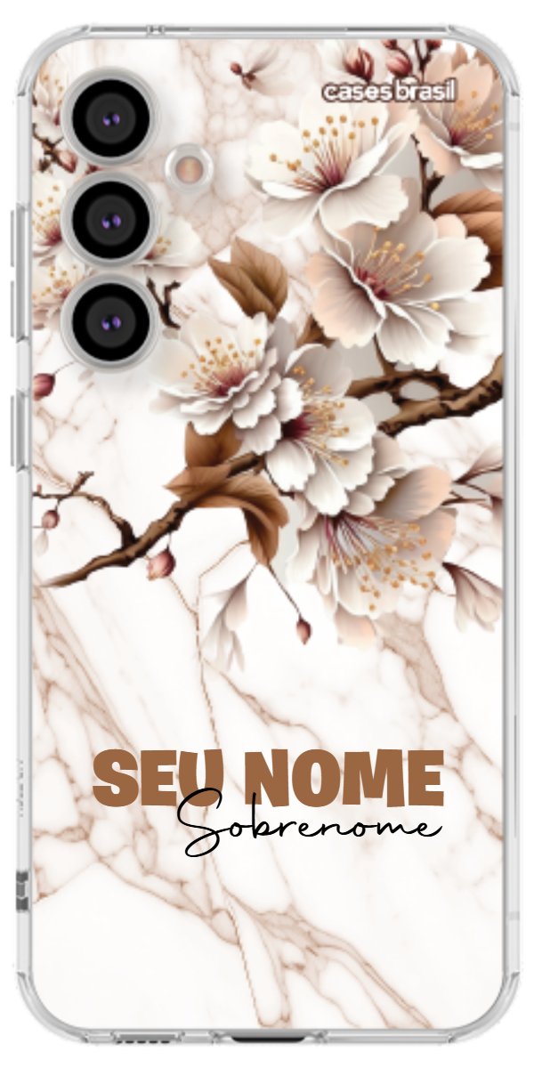 Capinha para Celular Mármore Sépia Floral