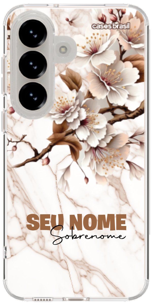 Capinha para Celular Mármore Sépia Floral