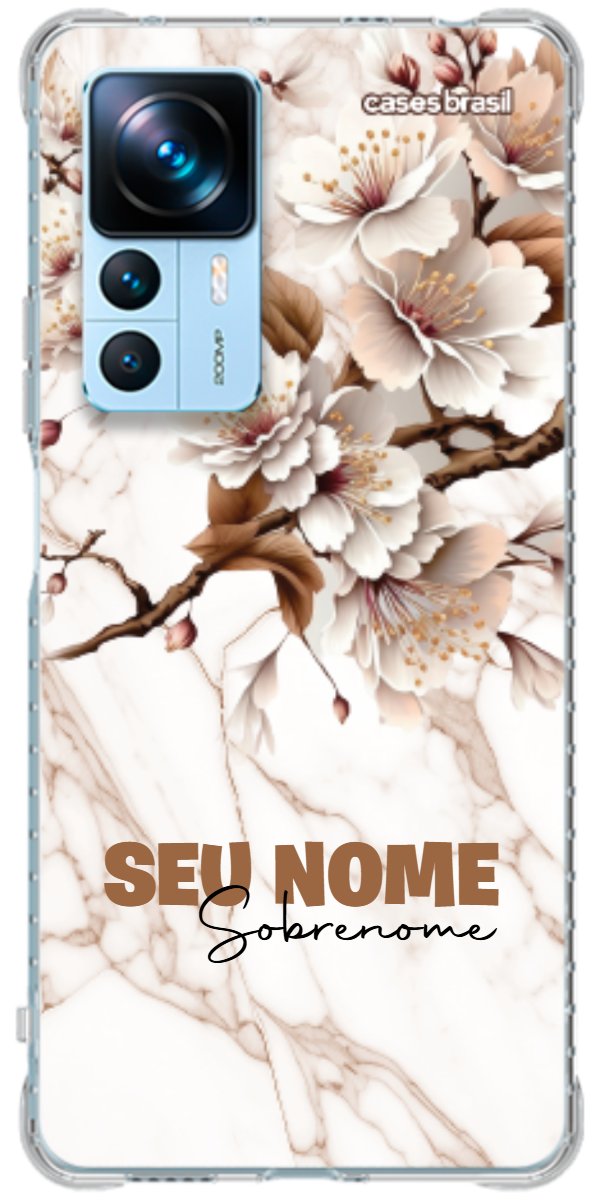 Capinha para Celular Mármore Sépia Floral