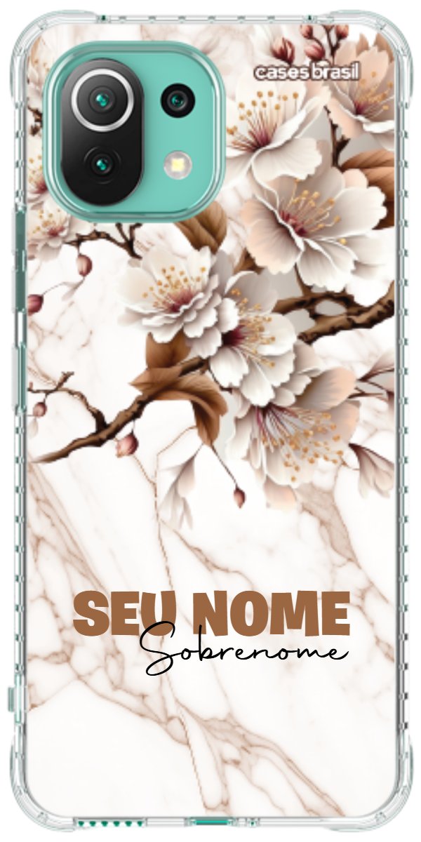 Capinha para Celular Mármore Sépia Floral