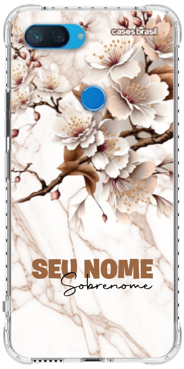 Capinha para Celular Mármore Sépia Floral