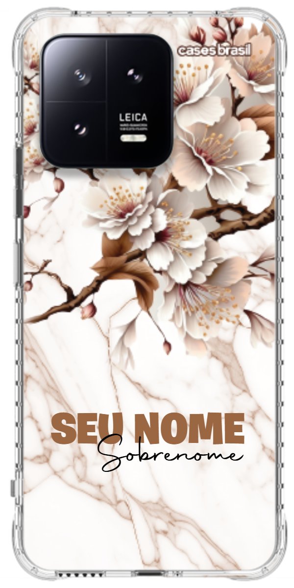 Capinha para Celular Mármore Sépia Floral