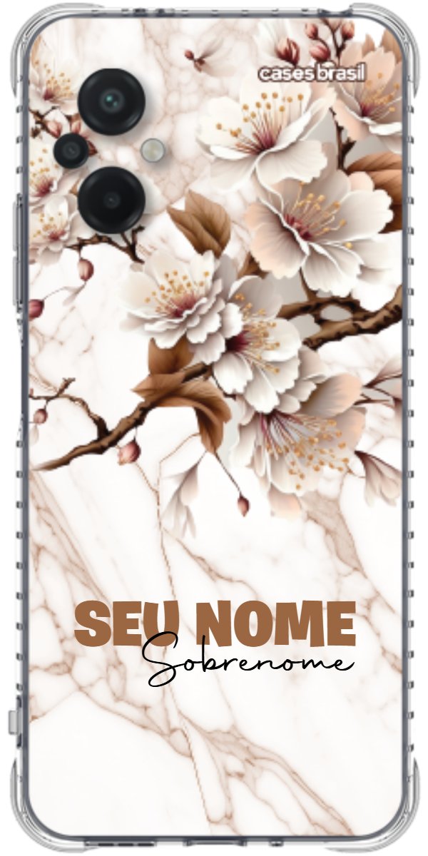 Capinha para Celular Mármore Sépia Floral