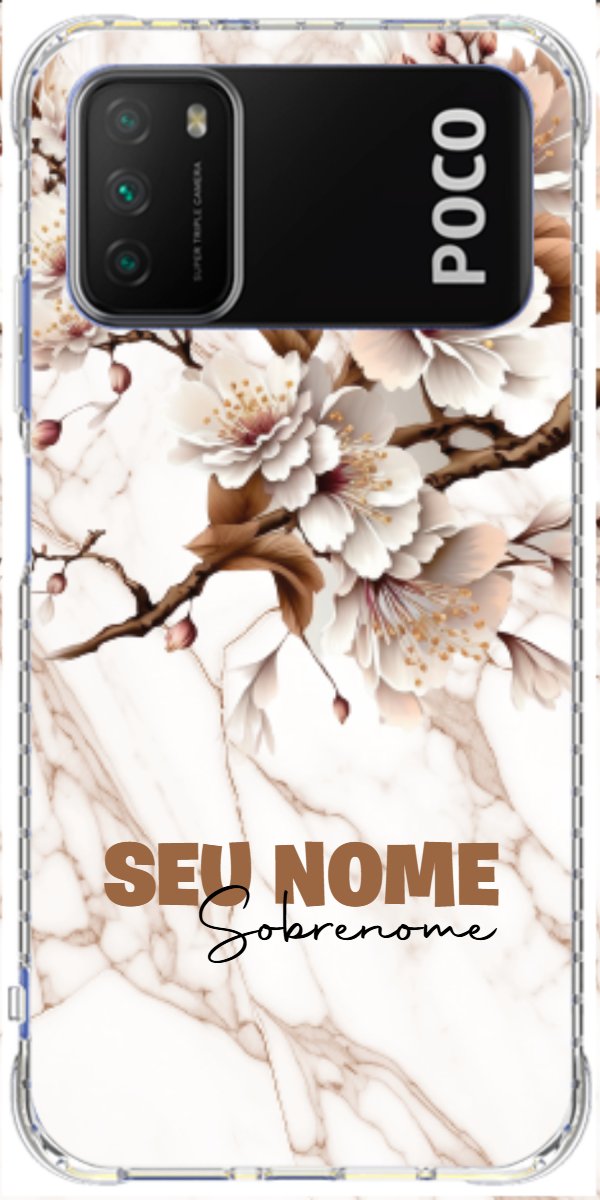 Capinha para Celular Mármore Sépia Floral