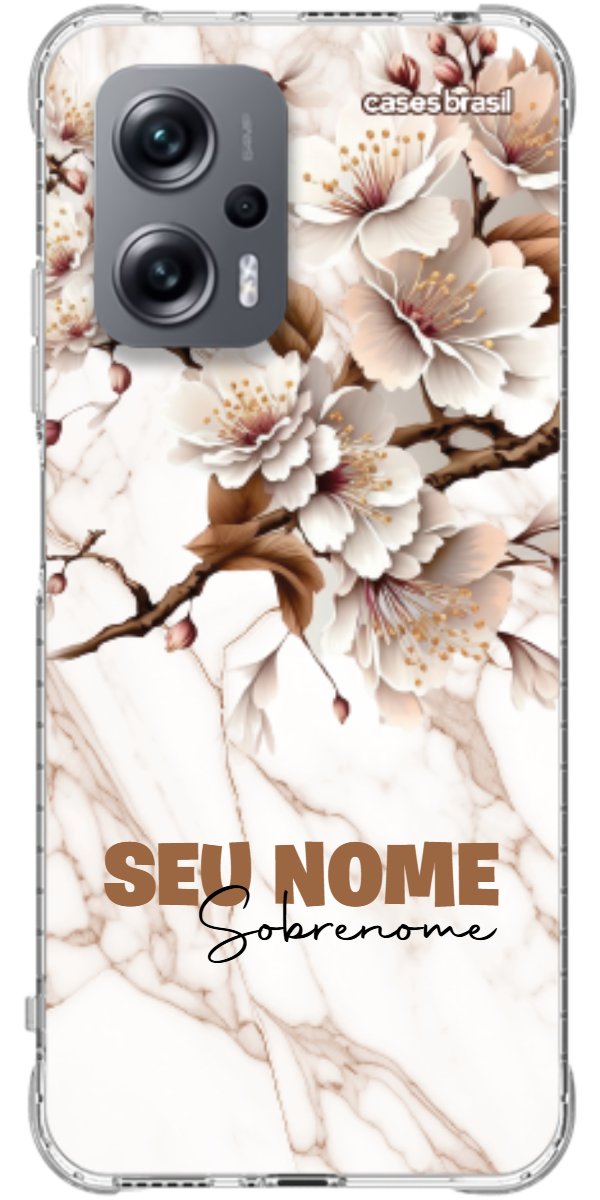 Capinha para Celular Mármore Sépia Floral