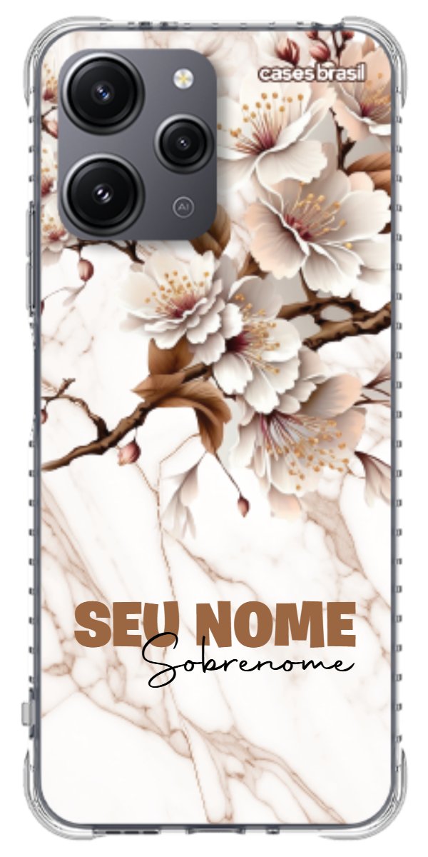 Capinha para Celular Mármore Sépia Floral