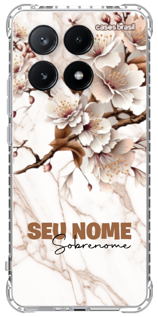 Capinha para Celular Mármore Sépia Floral