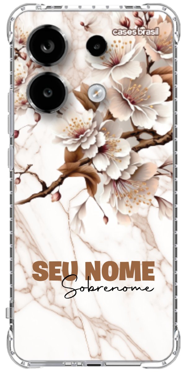 Capinha para Celular Mármore Sépia Floral