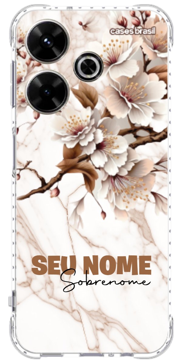 Capinha para Celular Mármore Sépia Floral