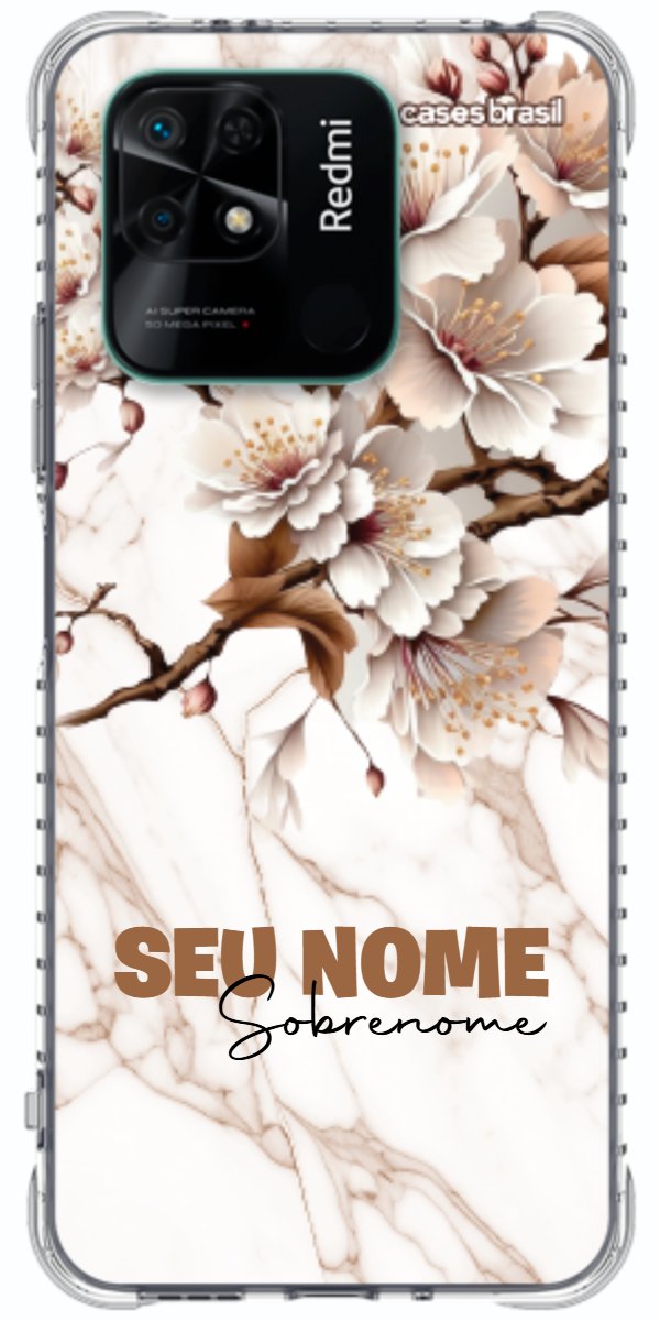 Capinha para Celular Mármore Sépia Floral